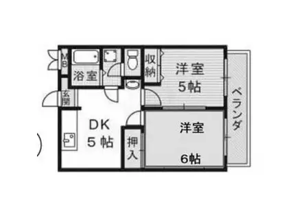 フローラマンション(2DK/5階)の間取り写真