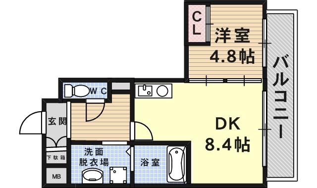 ファミール園田(1LDK/3階)の間取り写真