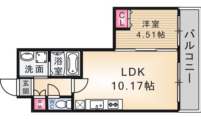 プレジオ尼崎(1LDK/2階)の間取り写真