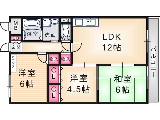 シャトル瑞穂(3LDK/2階)の間取り写真