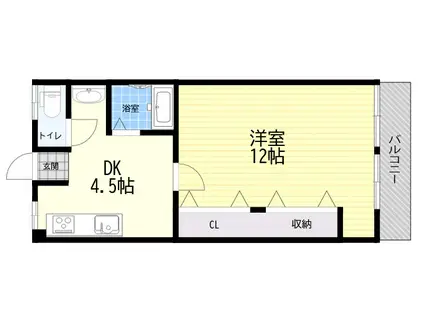 西マンション(1DK/2階)の間取り写真