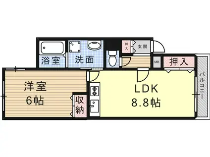 別府マンション5(1LDK/3階)の間取り写真