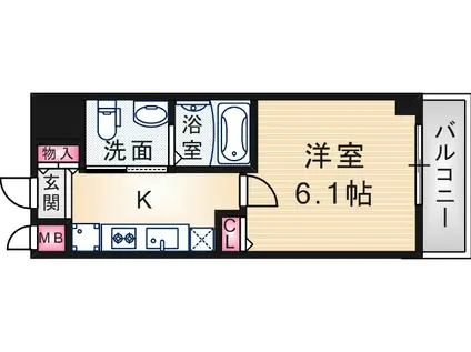 エヌイーワールド尼崎(1K/6階)の間取り写真