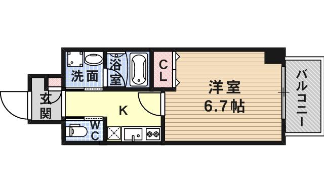 リエス尼崎東(1K/6階)の間取り写真