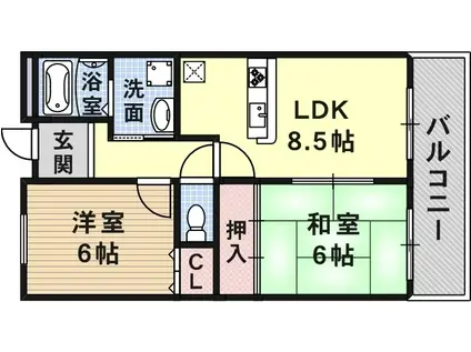 シャルム五反田(2LDK/4階)の間取り写真