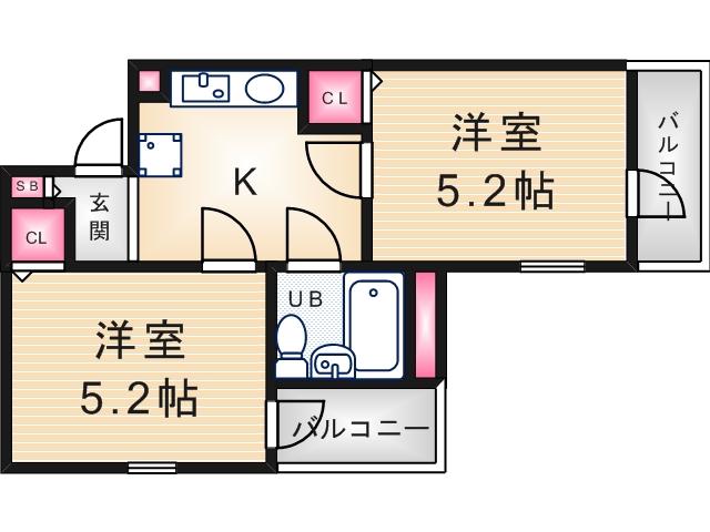 JP尼崎立花レジデンス(2K/4階)の間取り写真
