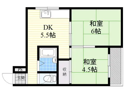 エメラルド尾浜PARTⅠ(2DK/2階)の間取り写真
