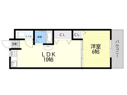 クレール西町北館(1LDK/3階)の間取り写真