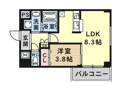 ハイズコート武庫川(1LDK/3階)の間取り写真