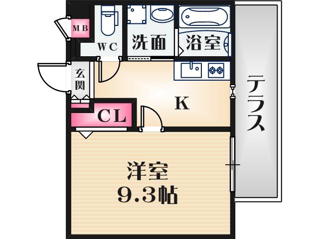 SHIKOKU Ⅷ(1K/1階)の間取り写真