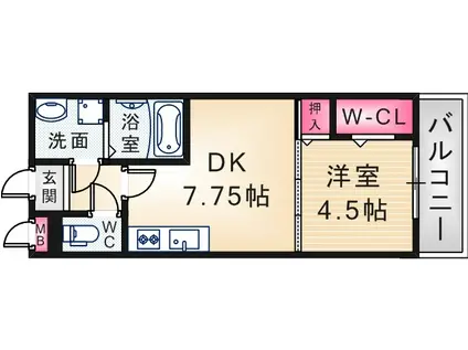 ロイヤルメゾン(1DK/2階)の間取り写真