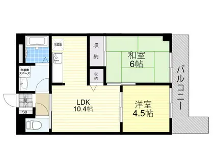 レボンヌ尼崎(2LDK/6階)の間取り写真