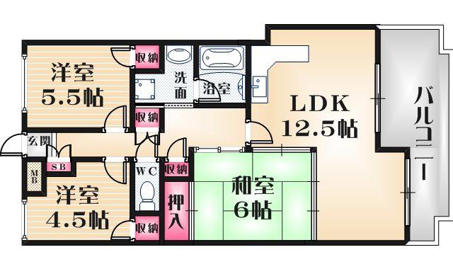 フレイグラント坂山(3LDK/1階)の間取り写真