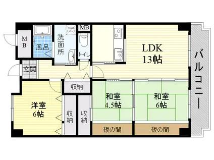 サンライフ西長洲(3LDK/2階)の間取り写真
