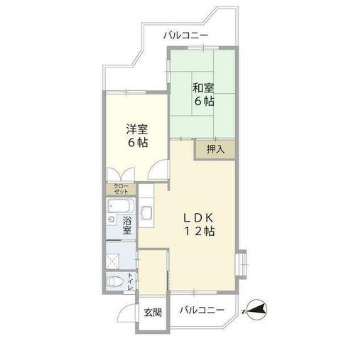 ハイツラセーヌ(2LDK/2階)の間取り写真
