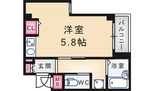 ロングアイランド尼崎(ワンルーム/2階)の間取り写真