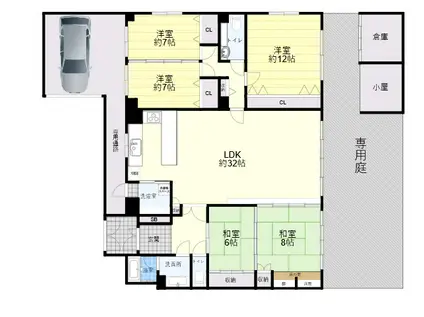 クレール西町南館(5LDK/1階)の間取り写真