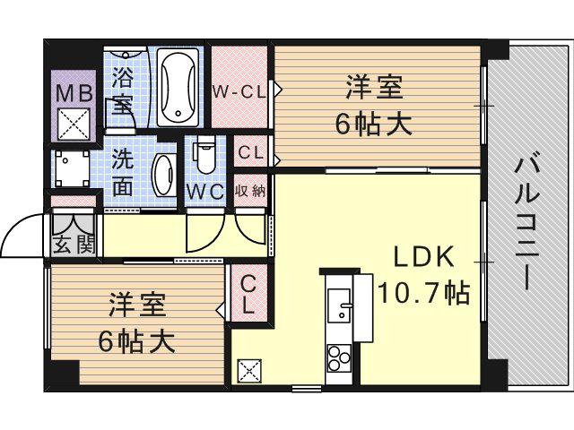 グリーンテラス尼崎(1SLDK/3階)の間取り写真