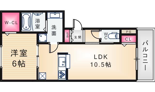 サンディアル神崎(1LDK/1階)の間取り写真