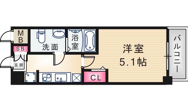 アリビオ立花2(1K/7階)の間取り写真