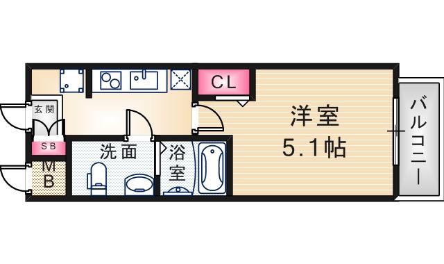 アリビオ立花2(1K/12階)の間取り写真