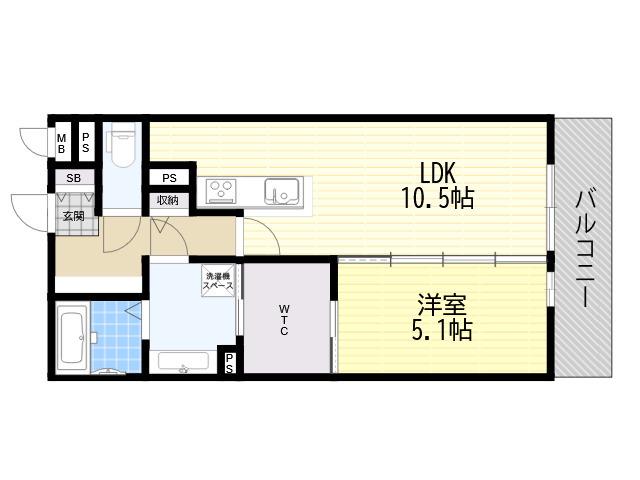 プランドールYAHEI2(1LDK/1階)の間取り写真