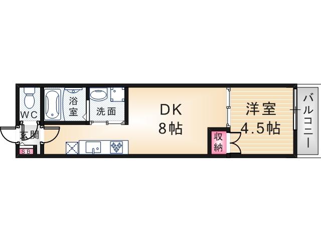 フォアフロントY(1LDK/2階)の間取り写真