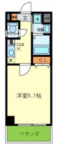 CARPIO85(1K/3階)の間取り写真