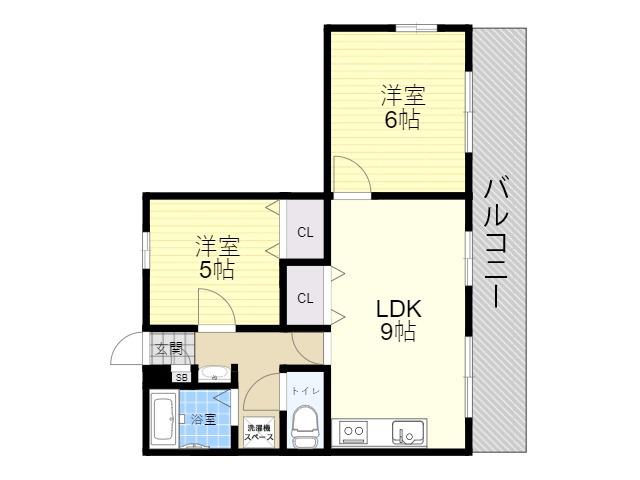 ラ・ピース栗山(2LDK/3階)の間取り写真