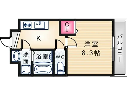 コスモクレスト杭瀬(1K/1階)の間取り写真