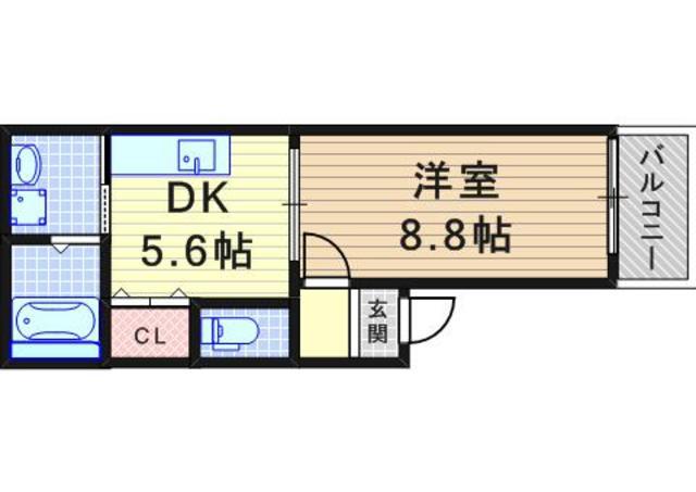 モデルノ リヴァー(1DK/1階)の間取り写真