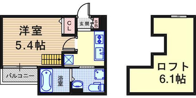 アルナージ瓦宮(1K/2階)の間取り写真