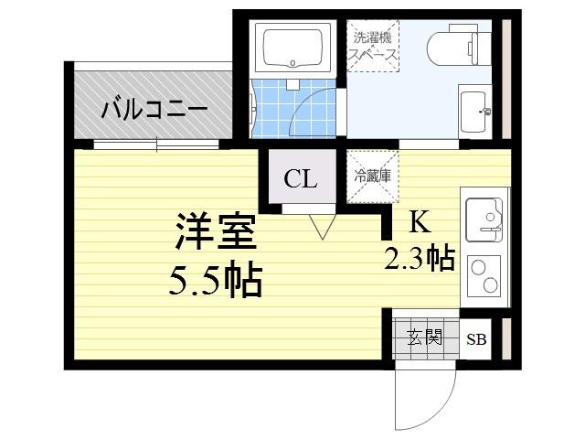 GRACE(ワンルーム/2階)の間取り写真
