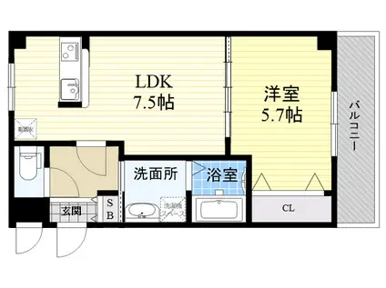 シロハイヌ西難波(1LDK/4階)の間取り写真