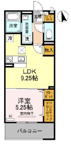 ヴィラ・デュオA棟(1LDK/1階)の間取り写真