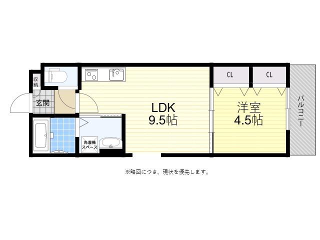 ラモーナ東大物町(1LDK/3階)の間取り写真