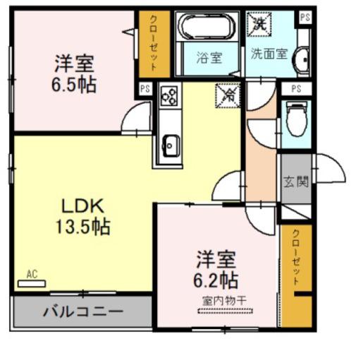 D-ROOM立花(2LDK/3階)の間取り写真