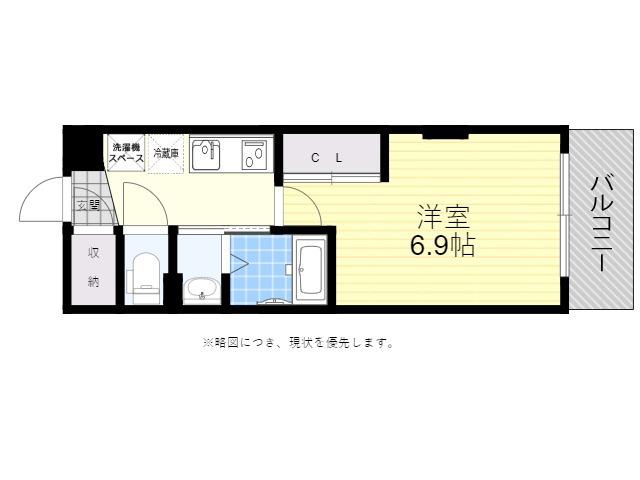 LUXE塚口(1K/2階)の間取り写真