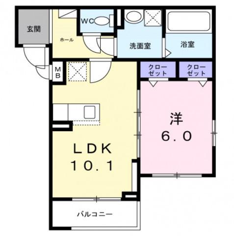 ラ・コリーヌ今福Z(1LDK/2階)の間取り写真
