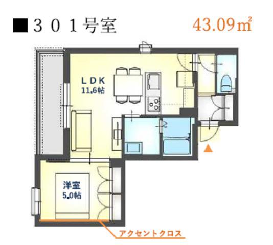 シュロス尼崎駅前(1LDK/3階)の間取り写真