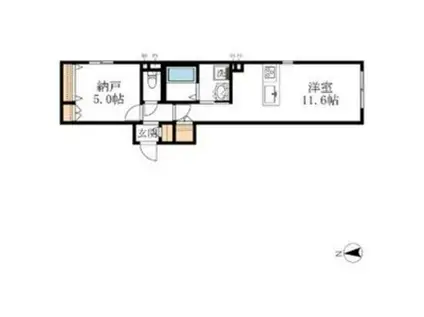 CASITA 七ツ松(1LDK/1階)の間取り写真