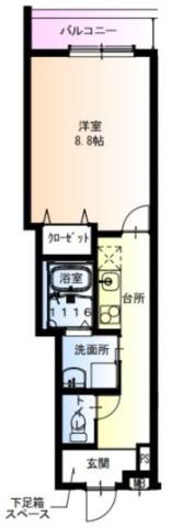 フジパレス西立花ウエスト(1K/1階)の間取り写真