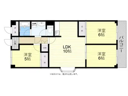 シロハイヌ今米(3LDK/6階)の間取り写真