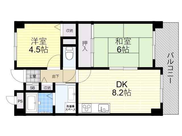 シロハイヌ吉田(2DK/5階)の間取り写真