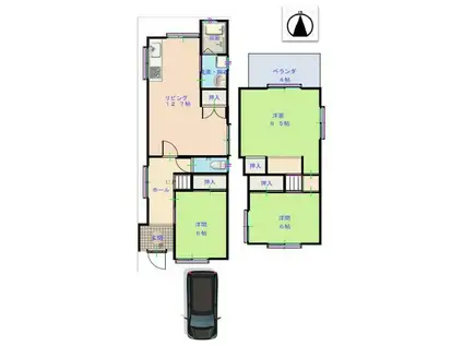 JR東海道・山陽本線 立花駅 徒歩8分 2階建 築47年(3LDK)の間取り写真