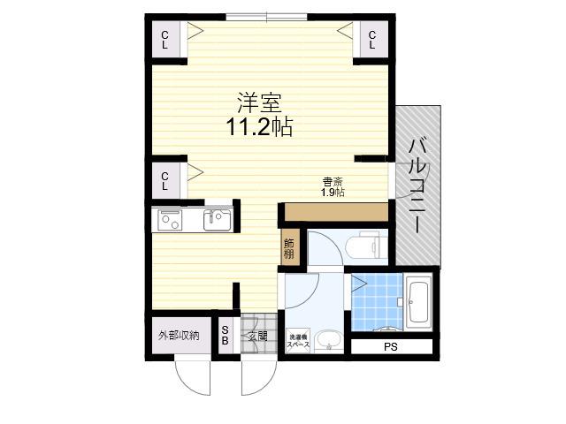 GLANZ COURT JOHN 立花町(ワンルーム/1階)の間取り写真