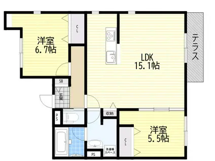 Tレジデンス3(2LDK/1階)の間取り写真