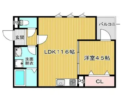 LA-CREA七松町2丁目(1LDK/3階)の間取り写真