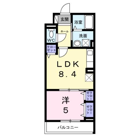 ヒカルサ尼崎神崎町(1LDK/2階)の間取り写真