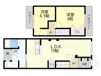 西桜木町テラスハウス(2LDK)の間取り写真